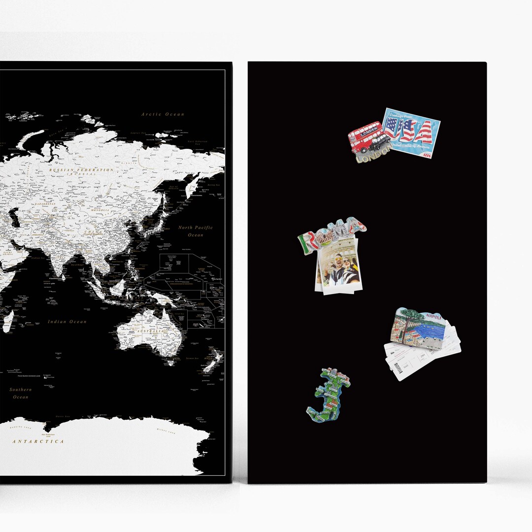 Black Linen Magnetic Board or Pin Board, Vacation Magnet Collection ...