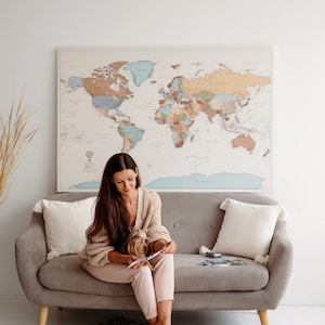 World Map Pin Board With Cities, Push Pin Canvas to Mark Where You Have ...