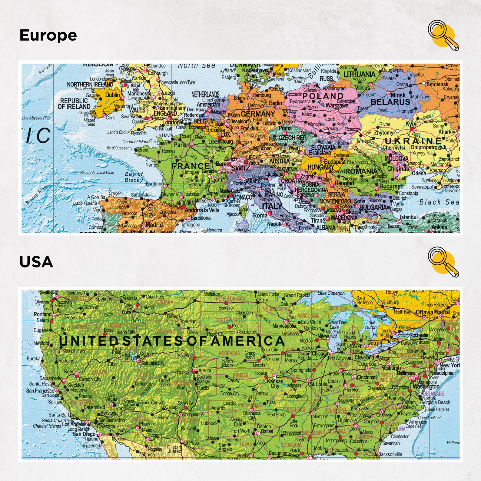 Political Accurate World Map Poster - Detailed World Map Print With ...