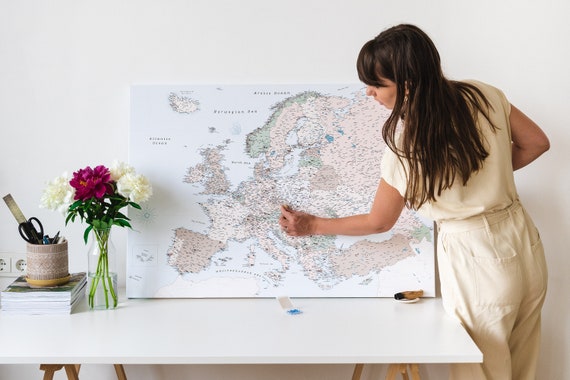 Mappa In Sughero - Mappa In Legno Roma Naturale / 60 X 45 Cm / Nero