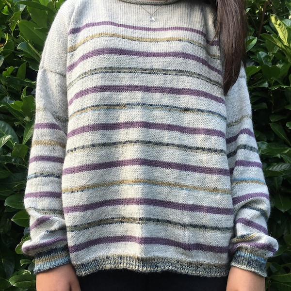 Easy Jumper Knitting Pattern Retro Stripey Jumper Downloadable Pattern Knitting Flat Download and Print Out The Jumper Sweater Pattern