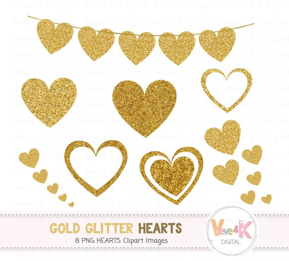 Gold Glitter Hearts Glitter Hearts Gold Hearts Hearts Etsy