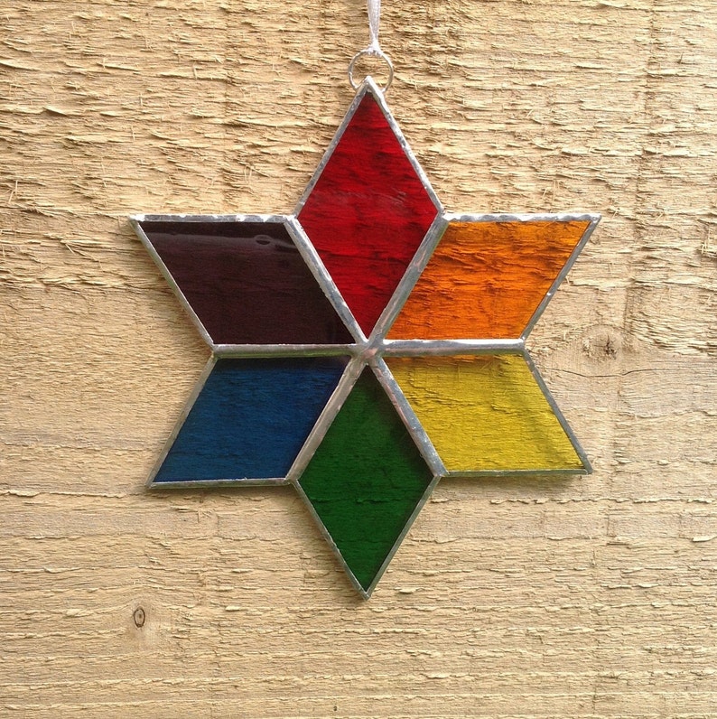 Rainbow Stained Glass Star Etsy