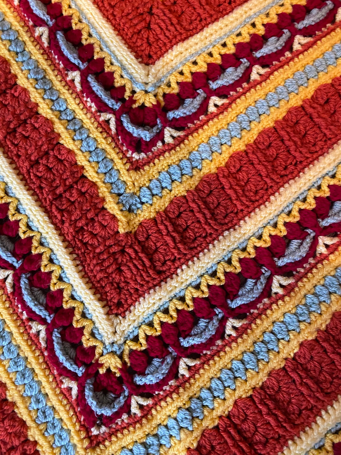 Beautiful Crocheted Aztec Inspired Blanket Throw Afghan 120cm Etsy