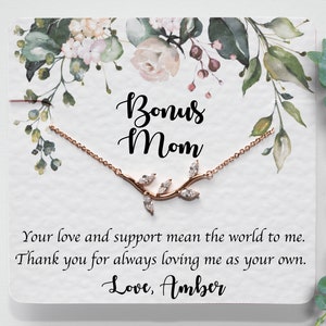 Bonus Mom Gift Personalized, Elegant Jewelry for Stepmothers Birthday, Special Stepmom Wedding Gift from Bride or Groom, Best Step Mother
