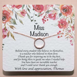 Personalized Teacher Necklace | Teacher Appreciation Gift | Mentor Gift | Tutor Jewelry Present | Gifted Teacher Gift | Daycare Thank You