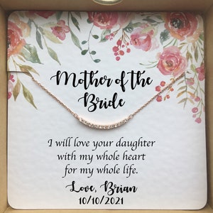Schwiegermutter Geschenk vom Bräutigam, Schwiegermutter Geschenk Hochzeitstag, Geschenk vom Schwiegersohn, Mutter der Braut Halskette auf personalisierter Karte