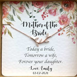 Cadeau pour la mère de la mariée de la fille, cadeau pour la mère de la mariée du marié, cadeau pour la maman le jour du mariage, bijoux carte personnalisée