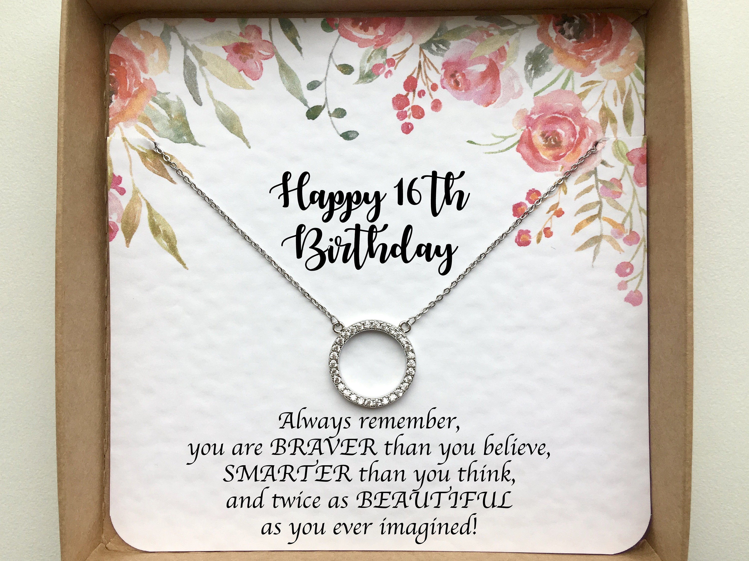  Sweet 16 Birthday Necklace, Sixteen, Gift For, 16th Birthday, Teen,  Jewelry Set, Teenage Present, Daughter Birthday, Niece, Granddaughter,  Jewellery (Double Crystal Circle): Clothing, Shoes & Jewelry