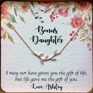 Bonus Daughter Necklace, Stepdaughter Gift, Step Daughter Jewelry, Unbiological Daughter Birthday Present, Step Daughter Wedding Day Gift