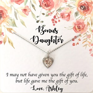 Bonus dochter ketting, onbiologische dochter cadeau, stiefdochter huwelijkscadeau, schoondochter cadeau, gepersonaliseerde stiefdochter sieraden
