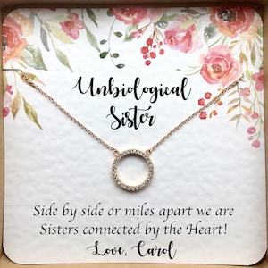 Unbiological Sister Necklace Gift: Friendship Necklaces Silver, Gold, Rose gold | Soul Sister Jewelry | Sentimental Gifts for Best Friend