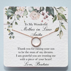 Schwiegermutter Geschenk | Schwiegermutter Geschenk von der Braut | Mutter des Bräutigams Geschenk | Schwiegermutter Halskette Schmuck auf personalisierter Karte