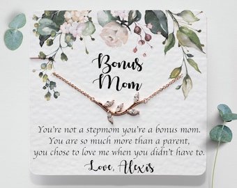 Bonus Mom Necklace, Step Mother Gift, Second Mom Jewelry, Step Mom Wedding Gift from Bride, Stepmom Christmas Present, Stepmother Birthday