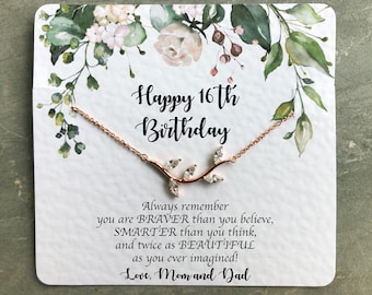 Sweet 16 Gifts for Girls, 16th Birthday Gift Girl, Happy 16th Birthday Necklace, Present for 16 Year Old Girl Daughter, Niece, Granddaughter