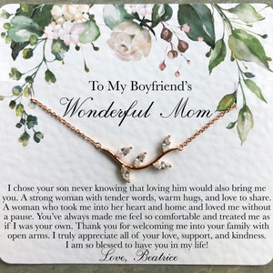 Ketting voor moeder van mijn vriend - schoonmoeder sieraden cadeau voor kerst, verjaardag en Moederdag, berichtkaartje aan moeder vriend