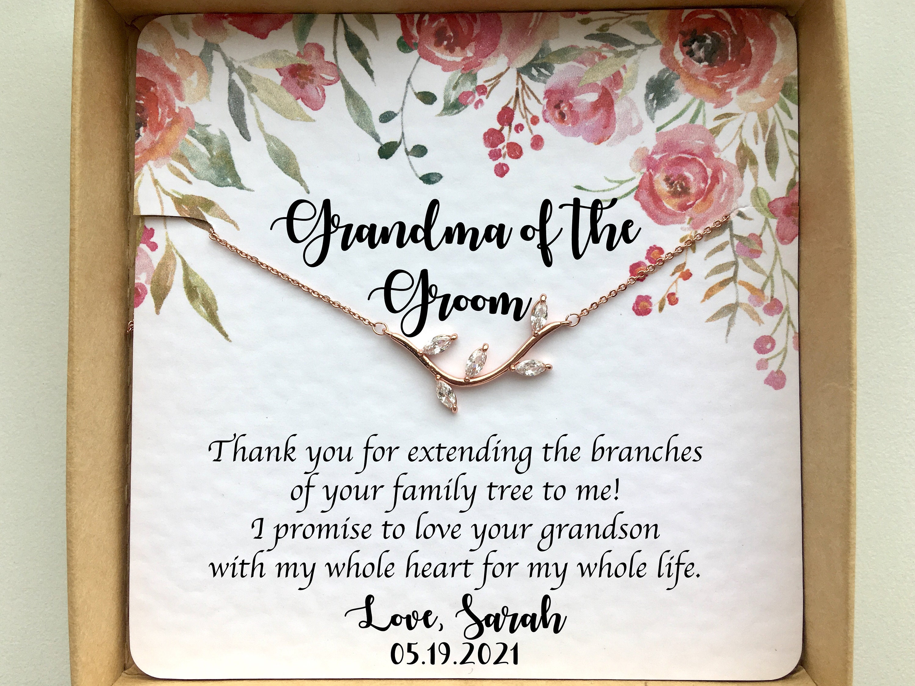 Grandma of the Groom gift from Bride, Grandmother of the Bride gift, Grandma Wedding Jewelry, Personalized Date Nana Wedding Necklace