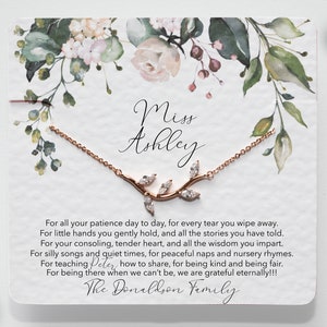 Elegante collar de agradecimiento para profesores de guardería, niñeras, canguros y cuidadores de niños en edad preescolar: un obsequio considerado para los proveedores de cuidado infantil