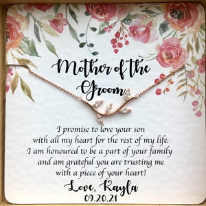 Mutter des Bräutigams Geschenk von der Braut, Schwiegermutter Geschenk Hochzeitstag, Schwiegermutter Geschenk Zierliche Halskette auf personalisierter Karte mit Zitat