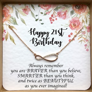 21e verjaardagscadeau voor haar, gelukkige 21e verjaardagskaart dochter, meisje beste vriend oneindigheidsketting, dochter kleindochter nichtje sieraden idee