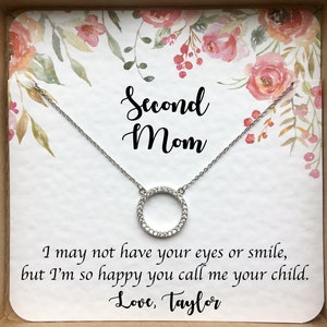 Stiefmoeder ketting, tweede moeder cadeau, bonus moeder sieraden, verjaardagscadeau voor stiefmoeder, cadeau van bruid op trouwdag van bruidegom tot stiefmoeder