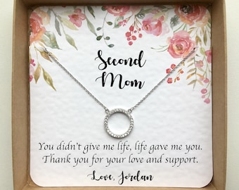 Second Mom gift, Bonus Mom necklace, Step Mom wedding present, Stepmother of the Bride jewelry