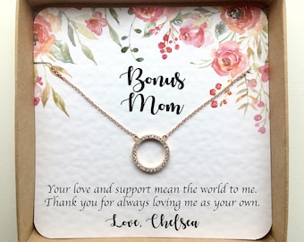 Bonus Mom gift from bride, Bonus mom necklace, Step mom gift, Step mom necklace, Stepmom wedding gift from the groom, Stepmother birthday