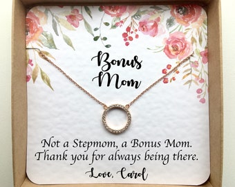 Bonus Mom Gift, Stepmother of the Bride Wedding Day Gifts, Step Mom Wedding Gift, Bonus Mom Necklace, Step Mother Present, Stepmom Jewelry