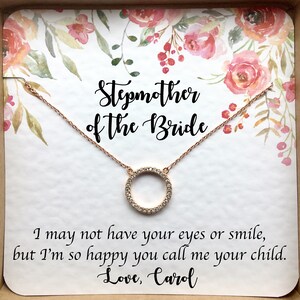 Stiefmutter Hochzeitsgeschenk von Braut | Probe Abendessen Geschenk vom Bräutigam | Bonus Mama Halskette | Stiefmutter Geschenk | CZ Schmuck auf personalisierte Karte