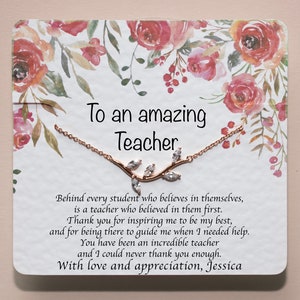 Personalized Teacher Gift | Back to School Appreciation Gift | Thank You Gift Necklace | Custom Gift for Teacher Birthday | Christmas Gifts