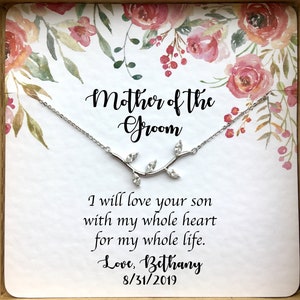 Regalo para la madre del novio de la novia, regalo de bodas para la suegra, collar para la futura suegra con piedras CZ en tarjeta personalizada