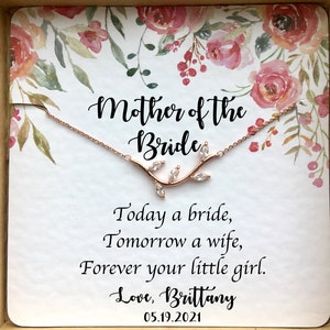 Moeder van de bruid cadeau van dochter, moeder van de bruid ketting, moeder huwelijkscadeau op trouwdag, moeder van bruid berichtkaart sieraden
