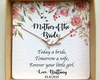 Mother of the Bride Gift from Daughter, Mother of the Bride Necklace, Mom Wedding Gift on Wedding Day, Mother of Bride Message Card Jewelry