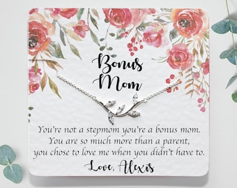 Personalized Bonus Mom Gift Second Mom Gift Bonus Mom Necklace Gifts for Stepmom Step Mom Wedding Gift Stepmother of the Bride Wedding Gift