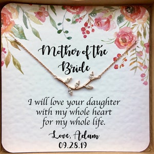 Mutter der Braut Geschenk vom Bräutigam, Schwiegermutter Hochzeitsgeschenk vom Bräutigam, Schwiegermutter Geschenk vom Bräutigam, personalisierte Karte Schwiegermutter Halskette, Schwiegermutter Geschenke