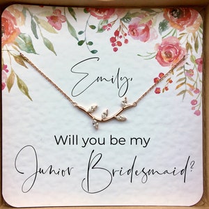 Proposition de demoiselle d'honneur junior, carte personnalisée cadeau de demoiselle d'honneur junior, collier de demoiselle d'honneur junior, serez-vous ma demoiselle d'honneur junior bouquetière