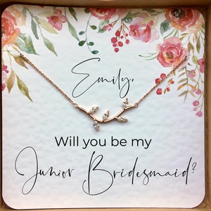 Junior Bridesmaid Proposal, Personalized Card Jr Bridesmaid Gift, Junior Bridesmaid Necklace, Will you be my Junior Bridesmaid Flower Girl