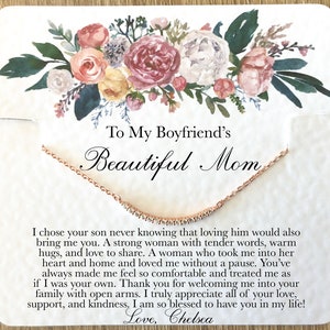 Pour le cadeau de la maman de mon petit ami - Collier de belle-mère pour Noël, anniversaire et fête des mères, carte de message à la mère de son petit ami
