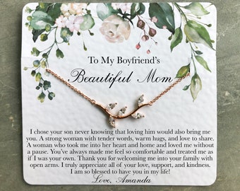 To My Boyfriend's Mom Necklace - Mother in Law Jewelry Gift for Christmas, Birthday & Mother's Day, Message Card to Boyfriend Mother