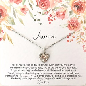 Regalo de despedida de niñera, regalo personalizado de niñera, proveedor de guardería diciendo adiós presente, collar de niñera, regalo de Navidad de maestra de guardería