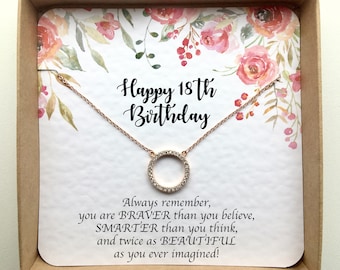 18th Birthday Gifts for Girls necklace, Granddaughter 18th Birthday gift sister daughter niece friend, Happy Birthday card present