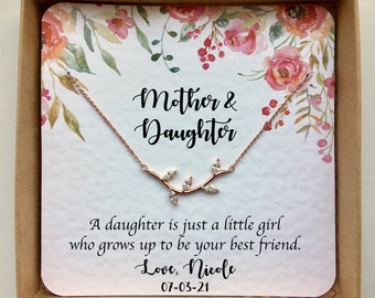 Mothers Day Gift from Daughter, Mother Daughter Gift, Mother Daughter Necklace on Personalized Card, Mom Birthday Gift