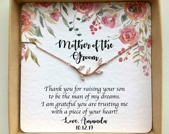 Mother of the Groom Gift from Bride, Future Mother in Law Gift, Mother in Law Wedding Gift, Mother of Groom Necklace on Personalized Card