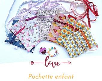 Pochette à bandoulière avec une fermeture éclair en tissu pour les enfants