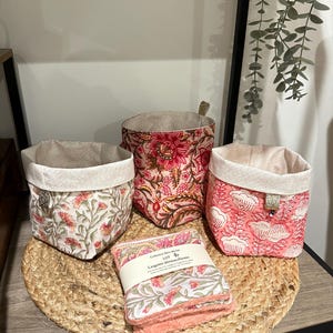 Panière et lingettes démaquillantes en Block print, zéro déchet