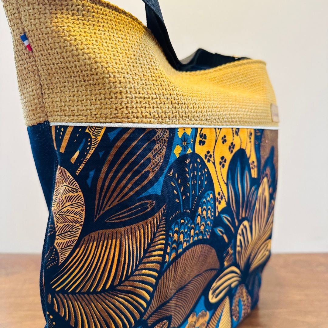 Large Graphic Yellow JO Tote Bag for the Beach or for Shopping 