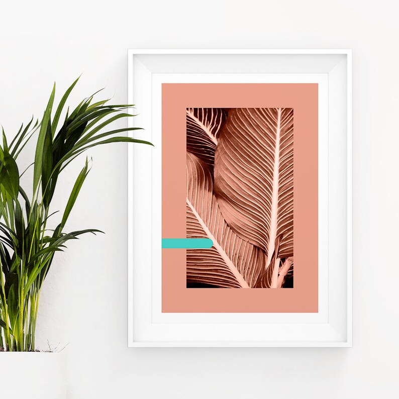 Rose Gold Printable Wall Art Palm Leaf Print Leaf | Etsy