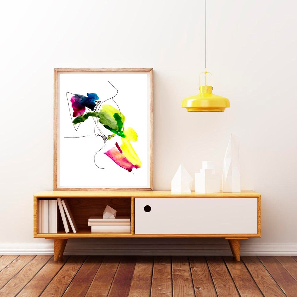 Modern Loft Abstract Canvas Wall Art Watercolor Painting Print | Etsy