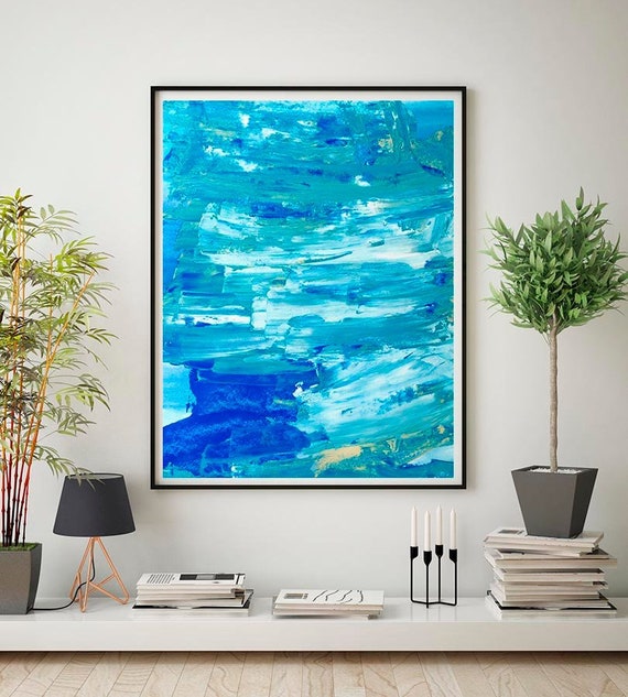 Blue Painting Abstract Canvas Art Print Blue Painting Abstract Canvas Art