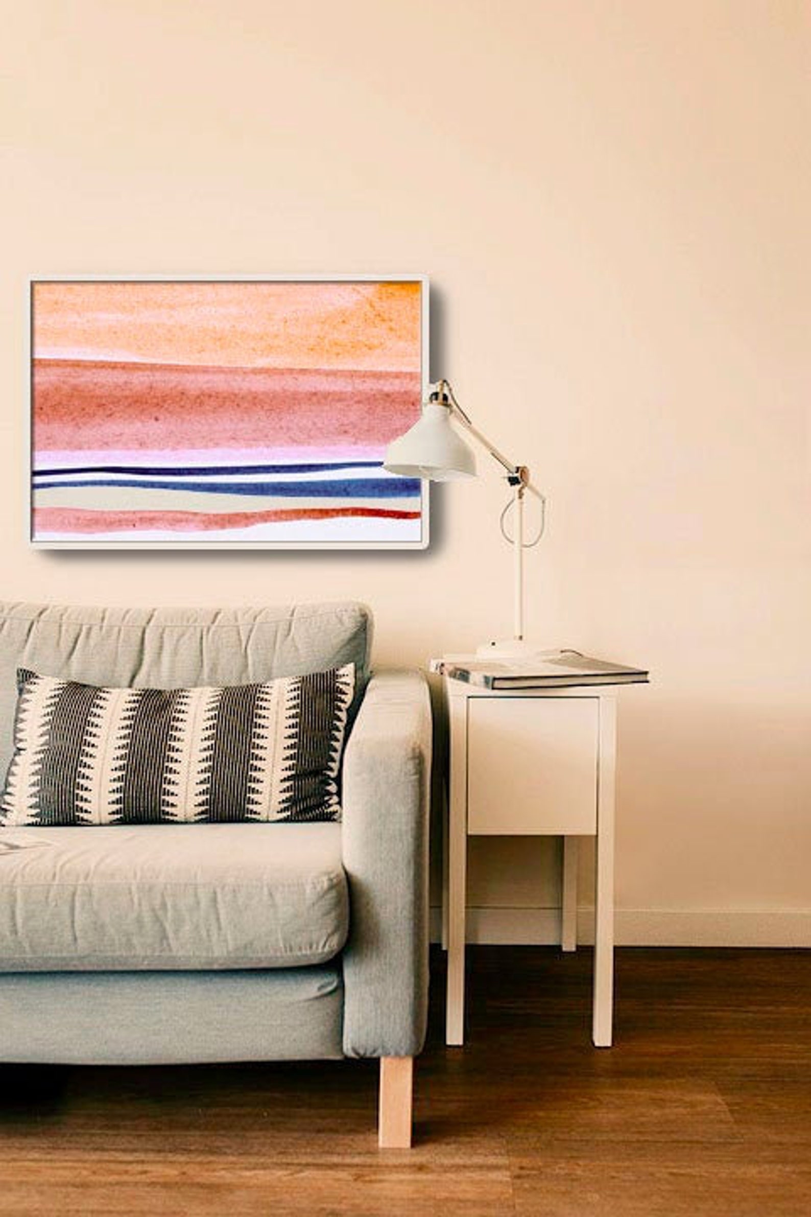 Mid Century Modern Painting Large Canvas Art Geometric Wall Etsy